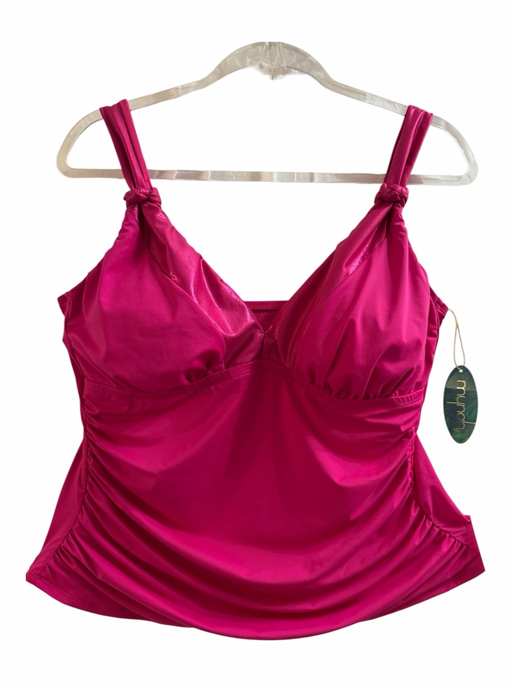 MYNAH SWIM, Women’s 16W, Magenta Pink Swim Top w/ Tummy Control & Removable Cups